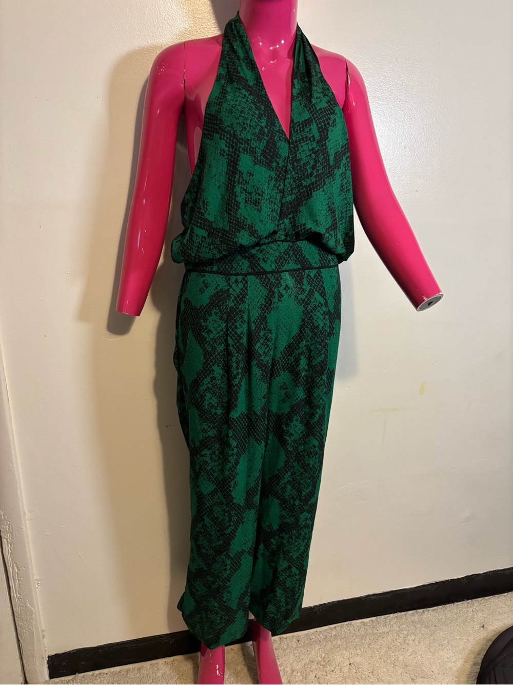Lilly Pulitzer Green Snake-Print Halter Jumpsuit